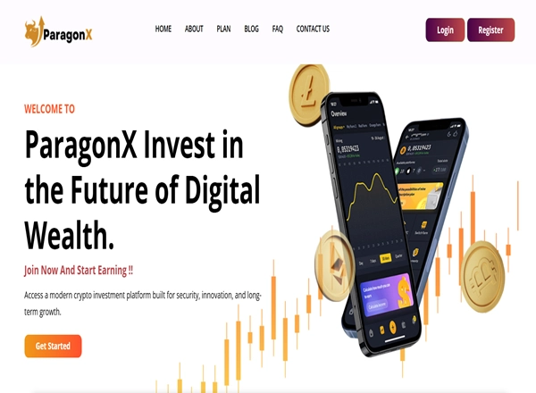 ParagonX blockchain crowdfunding platform screenshot